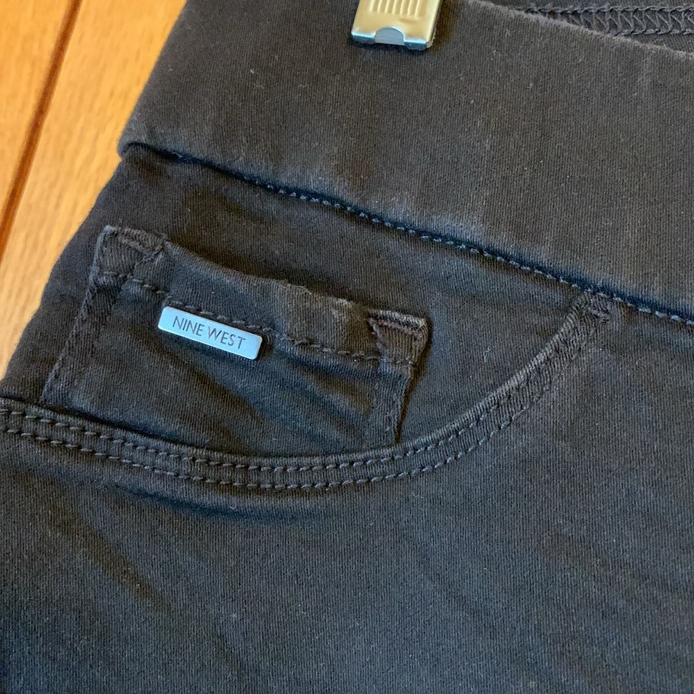 Nine West Black size 10 pull on skinny pants stretchy high rise wide waistband - Picture 8 of 10